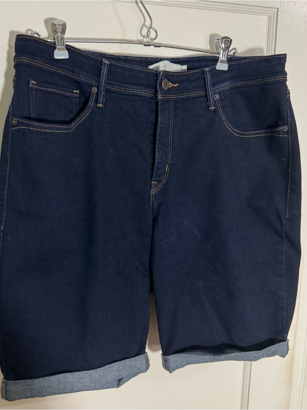 Levi's Navy Rolled-Hem Denim Shorts